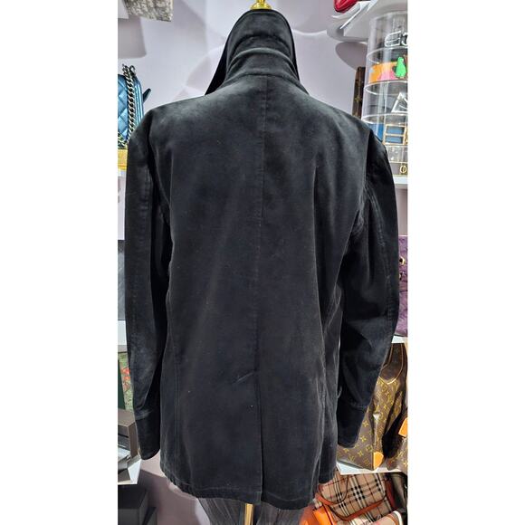 BURBERRY BLACK LABEL Velvet Napoleon Pea Coat Silver Button Men's - Picture 10 of 16